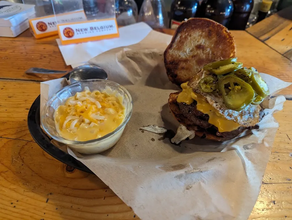 Rancher Burger with Mac and Cheese