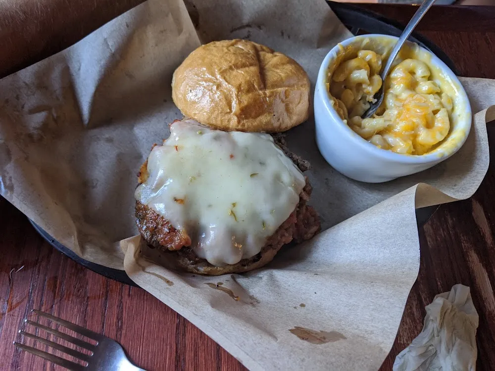 Southwest Burger with Mac and Cheese
